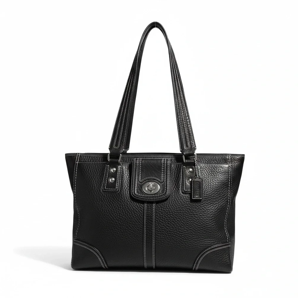 ✨ Coach Legacy Pebbled Leather Tote – Black | EUC | Luxury Classic ✨ - Picture 3 of 16
